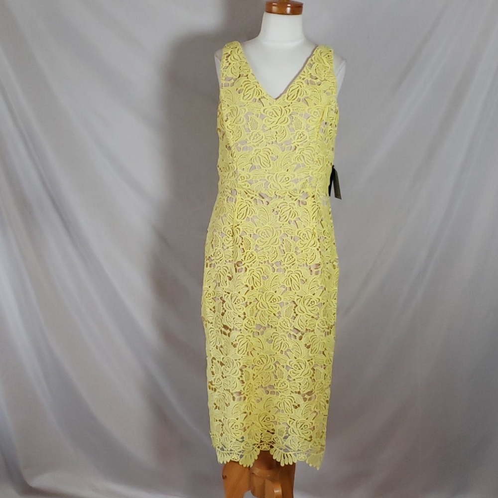 NEW Marina Yellow Lace V-neck Dress